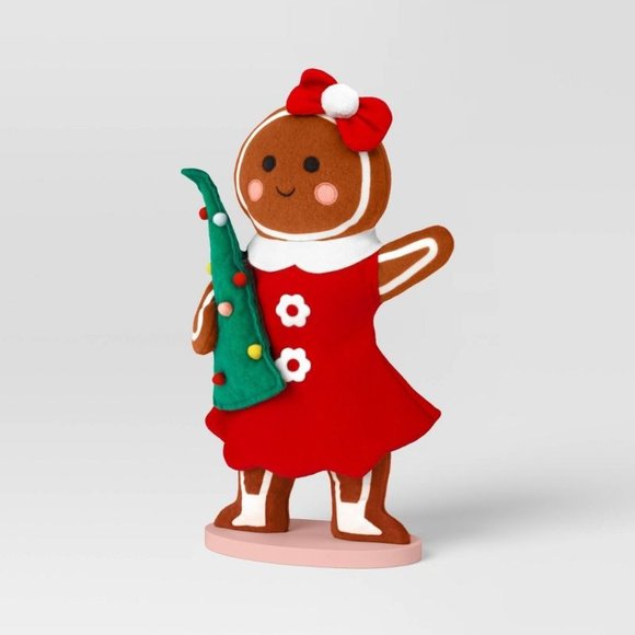 17" Fabric Gingerbread Woman Holding Christmas Tree - Target Wondershop 2023 - Picture 4 of 7
